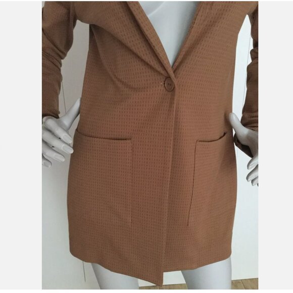 ICHI Brown and Black Straight Blazer, pockets on the front, XS - Picture 3 of 12